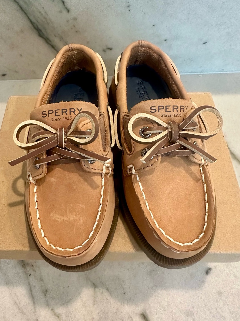 Sperry A/O Slip-On Sahara Boys Boat Shoes - Tan